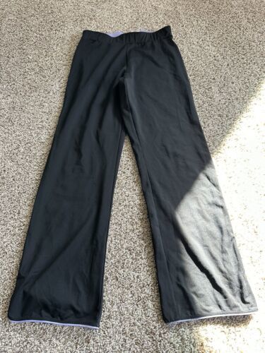 Danskin Now Black Wide Leg Leggings Medium Petite Athletic Pull Up Lounge - $9.49