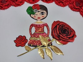 3pc/set,  Frida Kahlo Fashion Girl Sequin patch, Iron on  Flower patches  - £14.20 GBP