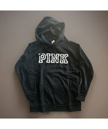 Victoria’s  Secret PINK CAMPUS Hooded PULLOVER Sweater Logo Black Oversi... - $34.65