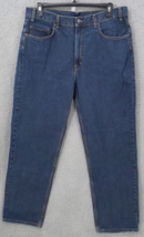 Kirkland Signature Jeans Mens 38 X 32 Blue 5 Pockets Buttons Zipper PreOwnd Spot - $7.99