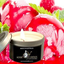 Red Raspberries &amp; Vanilla Eco Soy Wax Scented Tin Candles, Vegan, Hand Poured - £12.02 GBP+