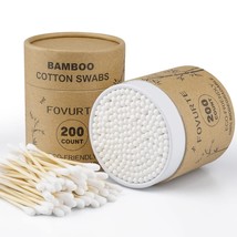 Bamboo Cotton Swabs 400 count Organic Cotton Swab Round Tips Natural Woo... - $442.94 MXN