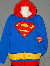 Superman Hoodie Mens Small Medium Blue NEW Zip Up Sweatshirt Costume Jacket - £29.44 GBP