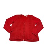 Alfred Dunner Cardigan Sweater Womens Large Red Acrylic Long Sleeve Butt... - £19.62 GBP