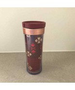 Starbucks Bella Rose Gold Red Geo Design Holiday Tumbler And Lid 2013 12 Oz - £12.93 GBP