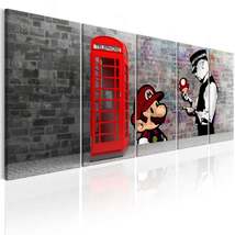 Tiptophomedecor Stretched Canvas Street Art - Banksy: Mario And Police Officer 5 - £115.75 GBP