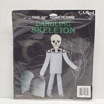 Vintage 32" Dangling Skeleton Honeycomb Hanging Decor Halloween Made In ... - $29.60