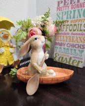 Easter Bunny Rabbit Paddling Carrot Canoe Resin Figurine Statue Tabletop Decor - £26.36 GBP