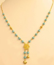 18K gold natural turquoise necklace - £801.53 GBP