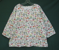 Lands End Womens Size 20W to 22W 2X Wildflower Botanical Quilted Top Tunic - £26.50 GBP