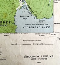 Map Seboomook Maine 1954 Topographic Geo Survey 1:62500 Antique 21 x 17&quot;... - $37.49