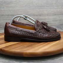 Johnston Murphy Shoes Mens 8.5 Brown Leather Basket Weave Tasseled Loafers - £43.78 GBP