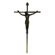 INRI Vintage Brass Jesus Crucifix Christian Religious Cross Hanging Wall Art  - $22.75