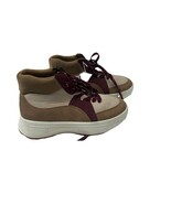 Maurices Womens Platform Sneaker Boots Tan Beige Burgundy Laceup Chunky ... - $353.07 MXN