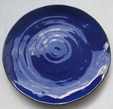Hand Thrown Cobalt Blue Color Ceramic Pottery Large Dinner Plate Made In... - $39.99