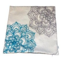 CaliTime Throw Pillow Case Cover Vintage Dahlia Design Teal Blue Gray - £7.91 GBP