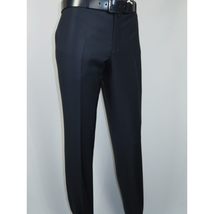 Men's MONO Turkey Slacks 100% Wool Plain Front Regular Fit 2501-02 Navy Blue image 3