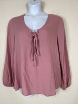 NWT Live To Be Spoiled Womens Size XL Pink Laced Neck Top Long Sleeve - $9.72
