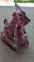 Boyd Art Glass J.B. Scottie Dog White &amp; Purple Slag Retired - £19.66 GBP