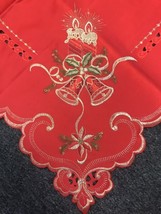 Great Quality 51&quot;&quot; Square Red Christmas Holiday Polyester Embroidery Tablecloth - £59.78 GBP