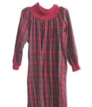 Vtg Vermont Country Store Nightgown Flannel Plaid Turtleneck Cottagecore XL Red - £31.64 GBP