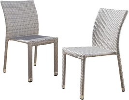 Christopher Knight Home Dover Outdoor Wicker Armless Stacking, Chateau Grey - £200.60 GBP