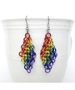 Rainbow European 4 in 1 chainmail earrings, gay pride jewelry, rainbow j... - £20.03 GBP