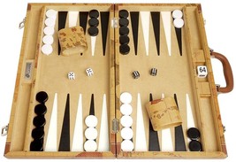 Open Box! 18&quot; Middleton Games Leatherette Backgammon Set - Brown Map - £55.06 GBP
