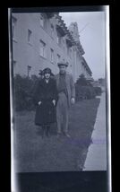 BLACK &amp; WHITE NEGATIVE * 1920"s? man and woman next to building both wea... - $9.95