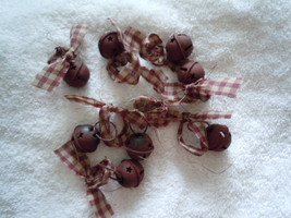 Rustic Country Small Bells with Gingham Cloth Ribbon 8 Bells - $5.46 CAD