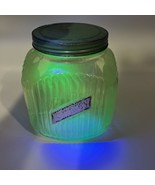 RARE Uranium Glass Large Hoosier Canister Jar depression vaseline glass ... - $120.93