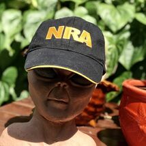 Vtg NRA Strapback Hat Cap Black &amp; Yellow American Flag National Rifle As... - $14.85
