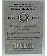 Sooter&#39;s Pure Commemorative Silver Medallion Quarter Gram 0.25g 1985 - £11.93 GBP