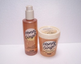 Victoria&#39;s Secret PINK Honey Ginger 2 Piece Set Rejuvenating Scrub &amp; Bod... - £22.11 GBP