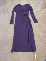 NWT OGL Purple Thermal Midi Dress V-Neck Ruched Side Slim Fit size Large L NWT - £33.93 GBP