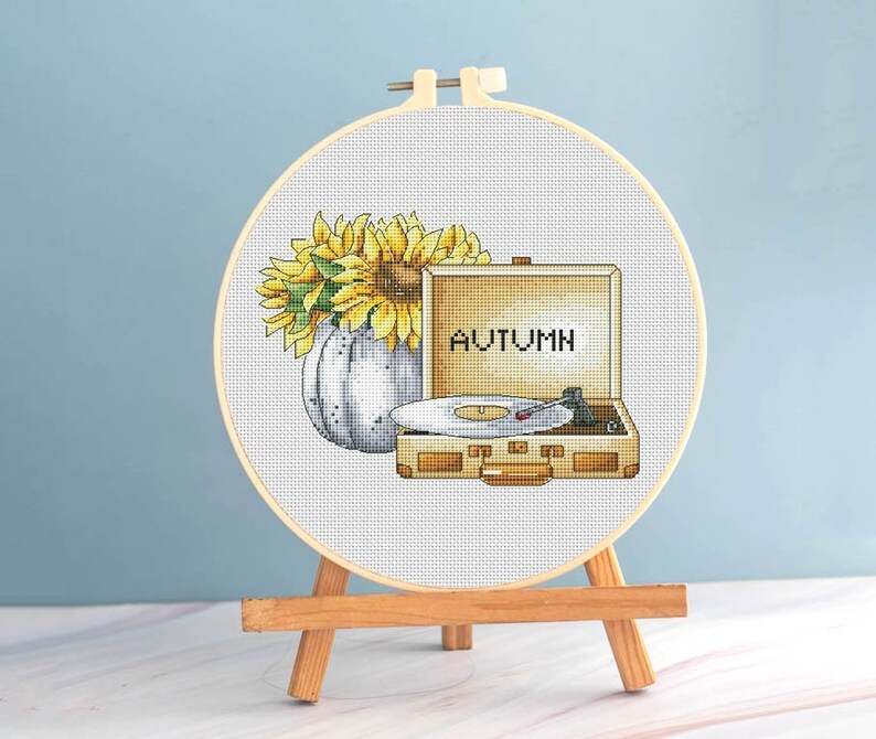 Autumn cross stitch melody pattern pdf - Inspiration cross stitch sunflo... - $7.49