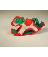  Vintage Plastic Canvas Needlepoint Rocking Horse Ornament Handmade 3D - $5.61 CAD