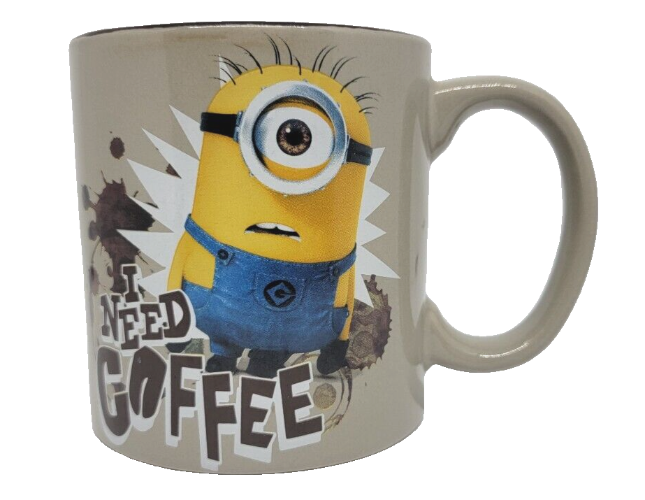 Universal Studios MINION ONE EYE Despicable Coffee Cup Mug I NEED COFFEE 20 oz - $17.99