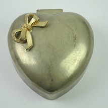 International Silver Plated Heart Jewelry Trinket Box Red Velvet Inner Vintage - £9.71 GBP