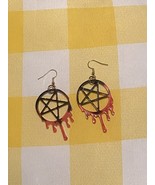 Acrylic Resin Handmade Pentagrams. Goth, Witch Black And Pink Earrings 2... - $10.97 CAD