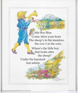 Adorable 8 x 10 Little Boy Blue Nursery Rhyme Litho Vintage Print M E Hodges - $5.98