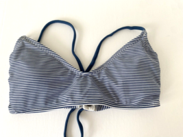 Xhilaration Striped Lace-up Back Bralette Bikini Top In Navy/White Size M - £4.99 GBP