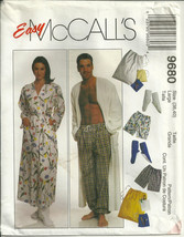 McCall&#39;s Easy 9680 Pajama Pants Shorts &amp; Robe Sleepwear Pattern Unisex Size 38 4 - £5.58 GBP
