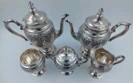 Sterling Silver Ornate Repousse Floral Tea & Coffee Service by Revere Silver Co image 12