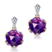 Fine Jewelry Design Dangle Drop Rose Gold Purple Amethyst Gemstone Diamo... - $391.99