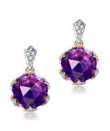 Fine Jewelry Design Dangle Drop Rose Gold Purple Amethyst Gemstone Diamo... - $391.99