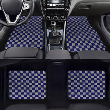 4PCS UNIVERSAL CHECKERED SL-BLUE Racing Fabric Car Floor Mats Interior C... - £44.63 GBP