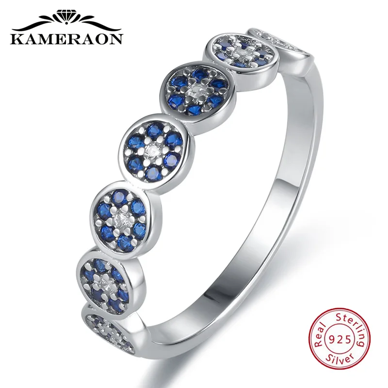 Eyelet Designer Rings Women CZ Sapphire 925 Sterling Silver Size 10 Female Ring  - £13.01 GBP