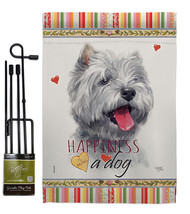 Westie Happiness Garden Flag Set Dog 13 X18.5 Double-Sided House Banner - £22.54 GBP