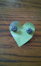 Rhinestone or Cubic Zirconia Post Earrings Circle Blue Crystals - £10.29 GBP